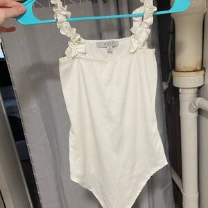 Gaze White Ruffled Bodysuit